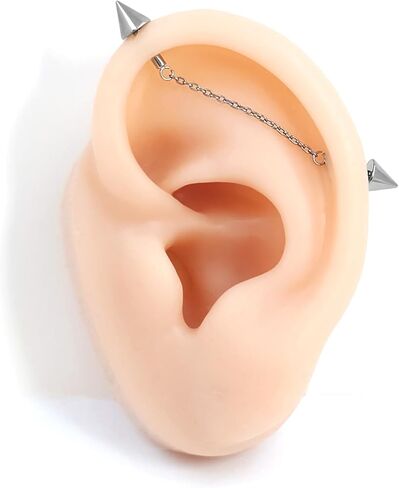1PC G23 Titanium 5mm Ball/Conical Industrial Bar 14G Industrial Piercing Jewelry Industrial Barbell for Women Men Cartilage Helix Earring Length 30mm-34mm in Saudi Arabia