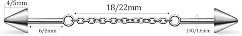1PC G23 Titanium 5mm Ball/Conical Industrial Bar 14G Industrial Piercing Jewelry Industrial Barbell for Women Men Cartilage Helix Earring Length 30mm-34mm in Saudi Arabia