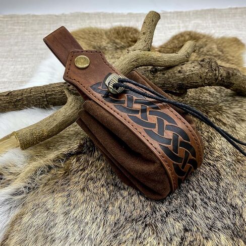 Faux Leather Drawstring Pouch, Halloween Retro Nordic Portable Coin Purse, Vintage Belt Pouch (black) in Saudi Arabia