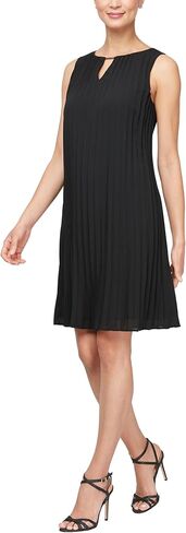S.L. Fashions Womens Short Sleeveless Pleated A-line Dress with Cutout Neckline in Saudi Arabia