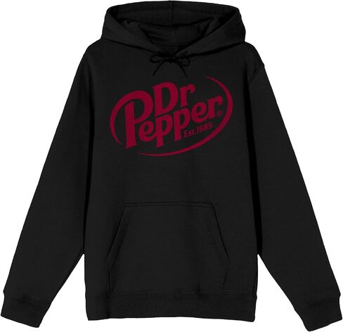 Bioworld Dr Pepper Red Logo Adult Black Long Sleeve Hooded Sweatshirt in Saudi Arabia