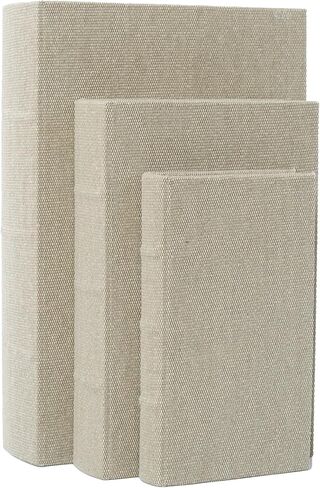 SwallowLiving Set of 3 Linen Decorative Book Boxes with Hidden Storage – Modern Neutral Linen Fabric Faux Books for Shelf Decor, Living Room, Coffee Table, Office(S/M/L) in Saudi Arabia