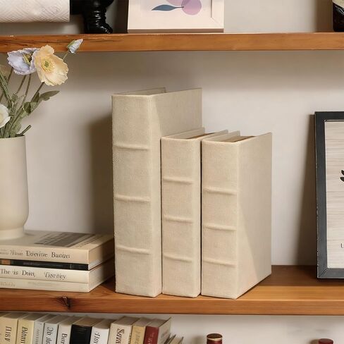 SwallowLiving Set of 3 Linen Decorative Book Boxes with Hidden Storage – Modern Neutral Linen Fabric Faux Books for Shelf Decor, Living Room, Coffee Table, Office(S/M/L) in Saudi Arabia