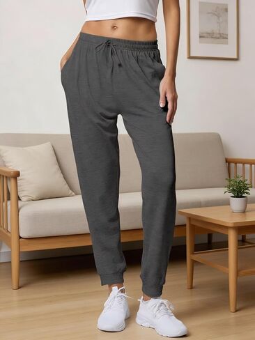 Women's Sweatpants with Pockets Soft Tapered Leg Drawstring Lounge Pants for Outdoors & Home in Saudi Arabia