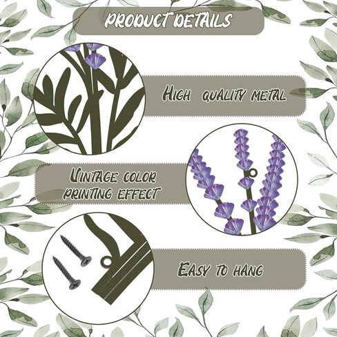 2 Pcs Purple Metal Lavender Wall Art Rustic Farmhouse Flowers Wall Decor Purple Minimalist Flower Decor for Bedroom Bathroom Living Room Dining Room Kitchen, Housewarming Gifts in Saudi Arabia