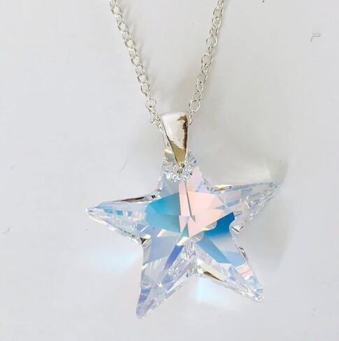 Sterling Silver Necklace Made With Austrian Crystal Star Aurora Boreali in Saudi Arabia
