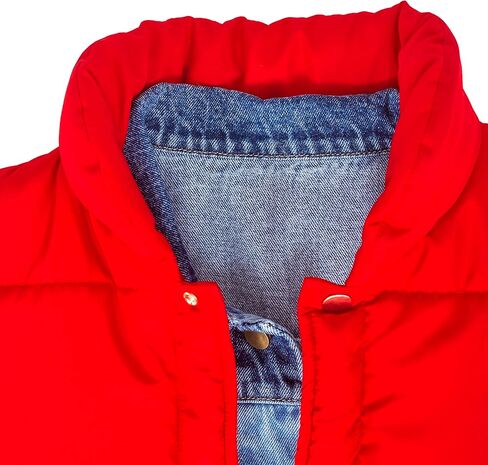 Adult Unisex Marty McFly Denim Shirt Red Puffy Vest Halloween Cosplay Costume in Saudi Arabia