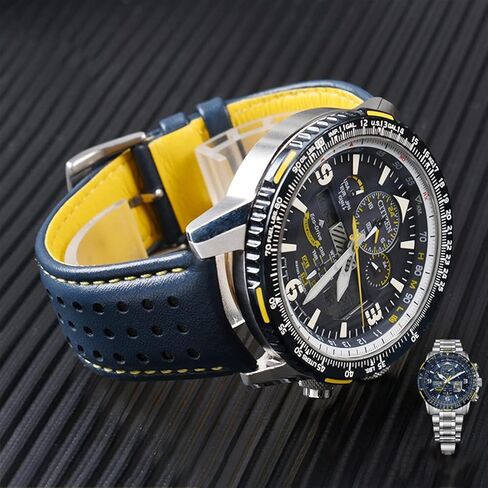 Genuine Leather Watch Strap for Citizen Blue Angel Generation AT8020-54L/JY8078 Second Generation Air Eagle Cowhide 22 23mm in Saudi Arabia