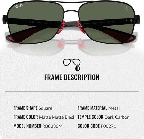 نظارات شمسية Ray-Ban RB8336M SCUDERIA FERRARI COLLECTION مربعة الشكل للرجال والنساء مع مجموعة نظارات RAYBAN الرسمية in Kuwait