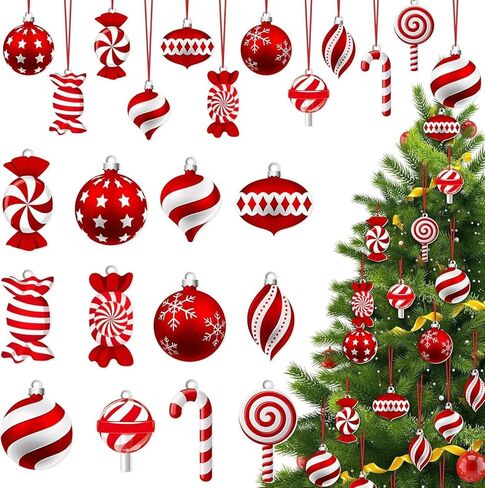 قصب حلوى عيد الميلاد ومصاصة الحلي المعلقة، 12 قطعة زينة شجرة عيد الميلاد DIY مع السنانير، ديكور حفلات العطلات الاحتفالية وزخارف الهدايا in Saudi Arabia
