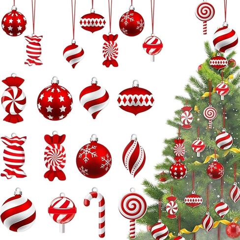 قصب حلوى عيد الميلاد ومصاصة الحلي المعلقة، 12 قطعة زينة شجرة عيد الميلاد DIY مع السنانير، ديكور حفلات العطلات الاحتفالية وزخارف الهدايا in Saudi Arabia