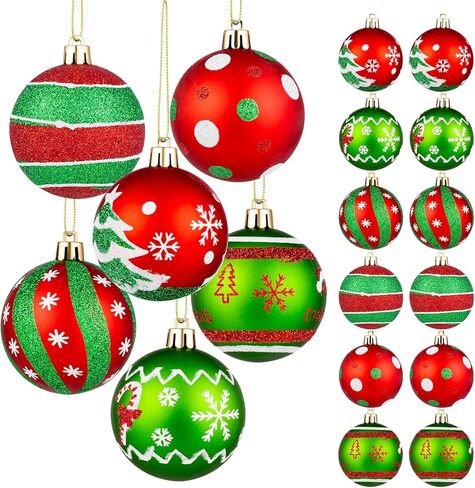 Christmas Tree Ornaments-12 Pack 2.76inch Christmas Baubles-Red and Green Decorations Set Perfect for Christmas Holiday Party&Home Decoration in Saudi Arabia