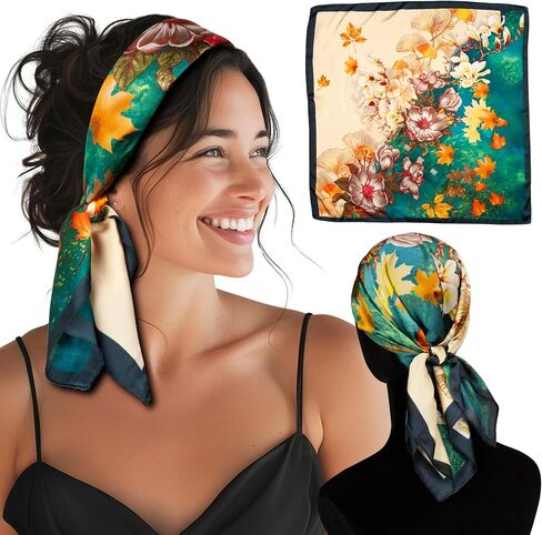 SWAY Small Satin Headbands for Women-6-Clip Non-Slip, Wear 10+ Ways Headband, Boho, Gift for Her- 28in. Handmade in USA in Saudi Arabia