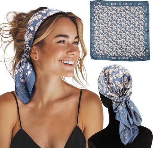 SWAY Small Satin Headbands for Women-6-Clip Non-Slip, Wear 10+ Ways Headband, Boho, Gift for Her- 28in. Handmade in USA in Saudi Arabia