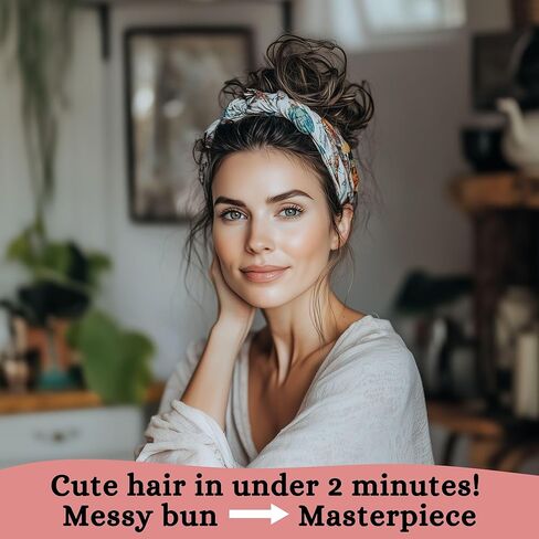SWAY Small Satin Headbands for Women-6-Clip Non-Slip, Wear 10+ Ways Headband, Boho, Gift for Her- 28in. Handmade in USA in Saudi Arabia