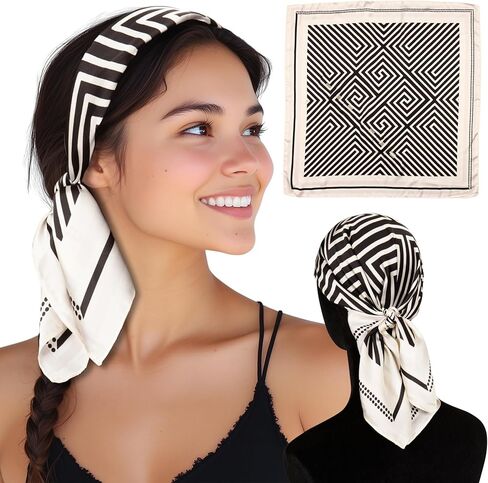 SWAY Small Satin Headbands for Women-6-Clip Non-Slip, Wear 10+ Ways Headband, Boho, Gift for Her- 28in. Handmade in USA in Saudi Arabia