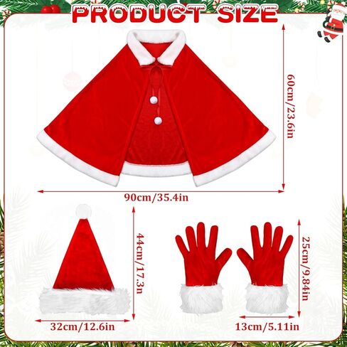 3 قطع زي سانتا كلوز للكريسماس، قفازات مخملية من الفرو الأحمر لعيد الميلاد، قبعة عيد الميلاد، قبعة السيدة سانتا كلوز، قبعة كوسبلاي in Kuwait