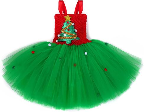 Cute Girl Mesh Tulle Dress with LED Light and Headband Set Party Outfit Kids Christmas Tree Cosplay Costume in Saudi Arabia