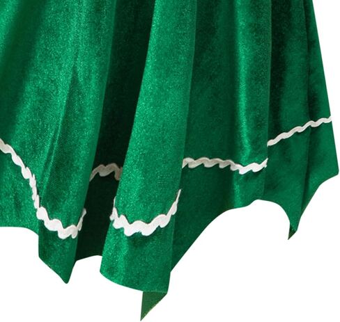 Yruiz Children Girl Christmas Elf Dress Santa Outfit Set Fancy Party Long Sleeves and Hat in Saudi Arabia
