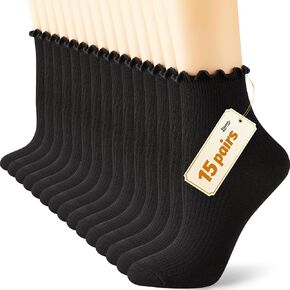 15 Pairs Women's Ruffle Calf Ankle Socks - Cute Fashion Breathable Casual Socks, Size 5-10/10-13 Bulk Pack in Saudi Arabia