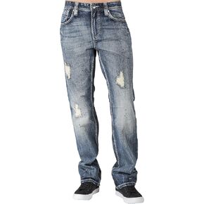 بنطال جينز رجالي من قماش الدنيم الفاخر المستقيم من المستوى 7 مع غسول حرفي مصنوع يدويًا in Kuwait