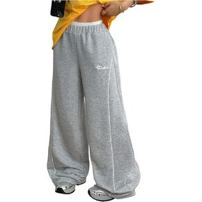 Floerns Women's Y2k Letter Wide Leg Pants Elastic Waist Baggy Streetwear Sweatpants Parachute Trousers in Kuwait