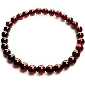 Natural garnet bead bracelet for women - 6mm wine red elastic bracelet, soothing meditation crystal gemstone bracelet - garnet jewelry in Saudi Arabia