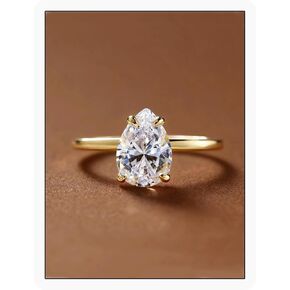 Dulin 1ct/2ct/3ct Teardrop Cubic Zirconia Engagement Ring for Women 14K Gold Plated 925 Sterling Silver Wedding Ring Promise Gift for Christmas Valentine's Day Birthday Gift for Her in Saudi Arabia