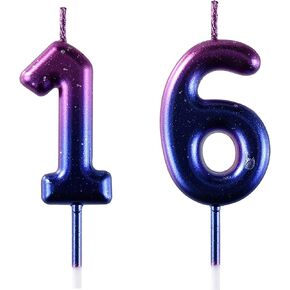 16 & 61 Birthday Candle, 16th & 61st Cake Candles, Number 16 & 61 Birthday Candles for Cake Topper Decoration, Black in Saudi Arabia