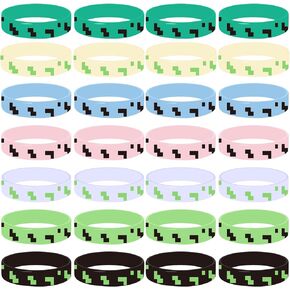 Pixel Miner Theme Party Favors, 24 Pieces Silicone Bracelets Wristband Small Size,Birthday Party Supplies,Valentines Day Gifts for Kids Classroom in Saudi Arabia