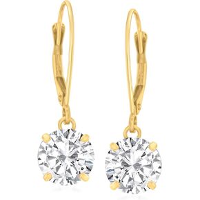 Ross-Simons 4.00 ct. t.w. CZ Drop Earrings in 14kt Yellow Gold in Saudi Arabia