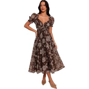 Petal & Pup Women's Farryn Maxi Dress-Brown/Grey in Kuwait