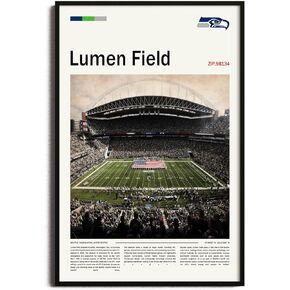 (غير مؤطرة 11 بوصة × 17 بوصة) طباعة قماشية LumenField - لوحة فنية جدارية من سياتل هوم فيلد لمحبي سي هوكس، ملصق رياضي لغرفة الألعاب أو ديكور كهف الرجل in Saudi Arabia