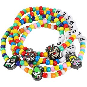Bioworld Super Mario Tradesies Pack Multi Character Women's Beaded Letters and Charm Bracelet Set in Kuwait