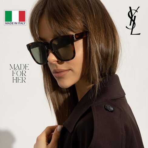 SAINT LAURENTSL SL SL M105/F YSL نظارة شمسية مربعة الشكل بشعار مفصل مع مجموعة نظارات فاخرة من eSHADES in Saudi Arabia