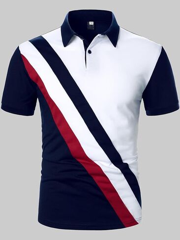 GUYOS mens Short Sleeve polo shirts with collar Men Contrast Panel Shirt in Saudi Arabia