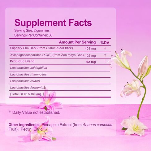 Her Juicy Feminine Probiotics Gummies for Women with Slippery Elm - Pineapple Flavor, pH Balance & Immune Health Support - Digestive & Feminine Support - Vegan Supplement, 60 C in Saudi Arabia