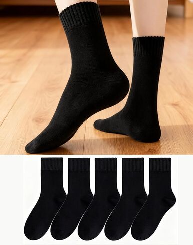 5 Pack Crew Socks for Women Soft Thick Warm Socks Casual Sock Solid Color in Saudi Arabia