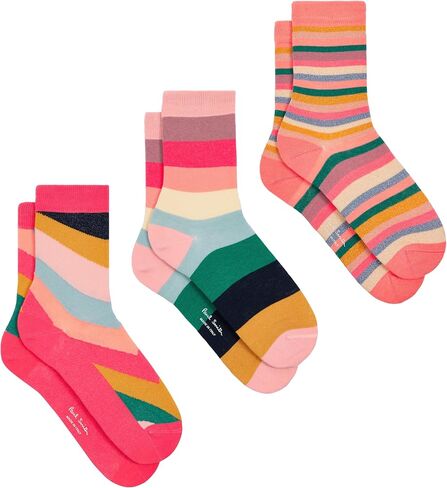 PS Paul Smith Women's 3-Pack Bright Stripe Socks, Swirl, One Size in Saudi Arabia