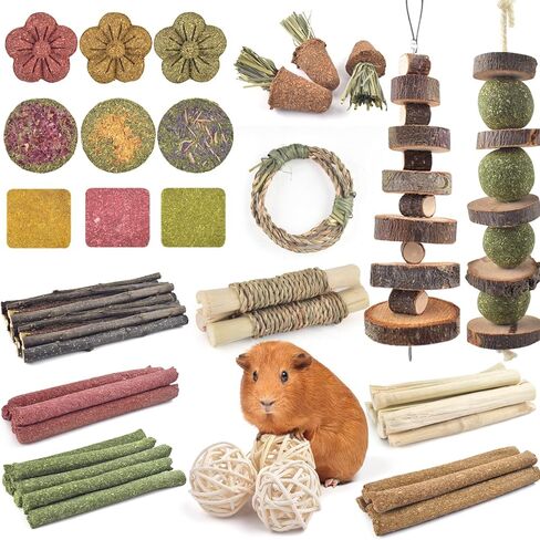 Erkoon 42pcs Bunny Chew Toys ، ألعاب Rabbit Phets لطحن الأسنان ، وتحسين صحة الأسنان ، و 100 ٪ من كعكة العشب الخشب الطبيعية تيموثا in Saudi Arabia
