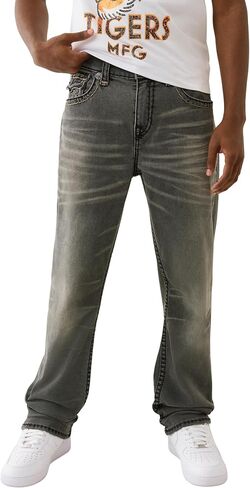 True Religion Men's Bobby Super T Flap Jeans 32" Inseam– Relaxed Bootcut Denim with Contrast Stitching in Saudi Arabia