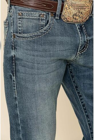 بنطلون جينز Wrangler Rock 47 من Magnolia Stretch Slim Straight Jeans أزرق 32W x 30L in Kuwait
