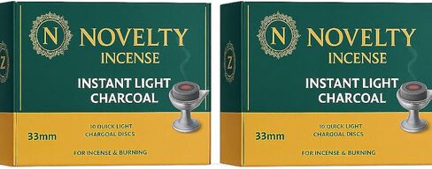 Novelty Quick Light Charcoal Discs – 100 Tablets (33mm) for Incense, Frankincense, Bakhoor & Resin Burners | Fast Lighting, Long Lasting & Clean Burning in Saudi Arabia