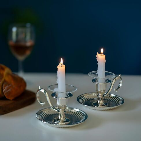 Glasseam Glass Candle Drip Protectors: 2 Pcs Shabbat Candles Holders for Candlesticks Glass Bobeches for Tapers Reusable Wax Catcher - Fit for 0.65’’ Candles and 0.87’’ Candle Sticks Holder Decor in Saudi Arabia