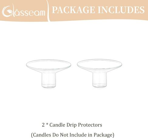 Glasseam Glass Candle Drip Protectors: 2 Pcs Shabbat Candles Holders for Candlesticks Glass Bobeches for Tapers Reusable Wax Catcher - Fit for 0.65’’ Candles and 0.87’’ Candle Sticks Holder Decor in Saudi Arabia