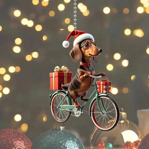 1pc Christmas Fun Dachshund Pendant Christmas Tree Pendant Decoration Acrylic Car Interior Decoration in Saudi Arabia