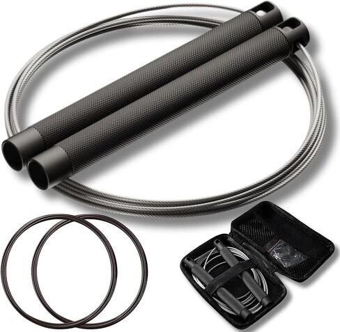 High Speed Jump Rope - Tangle-Free - 360° Double Ball Bearings - Aluminium Speedrope - Ideal for Fitness, Boxing and easy Double Unders - Adjustable Jump Rope for Men & Women - Non Slip Jumprope in Saudi Arabia