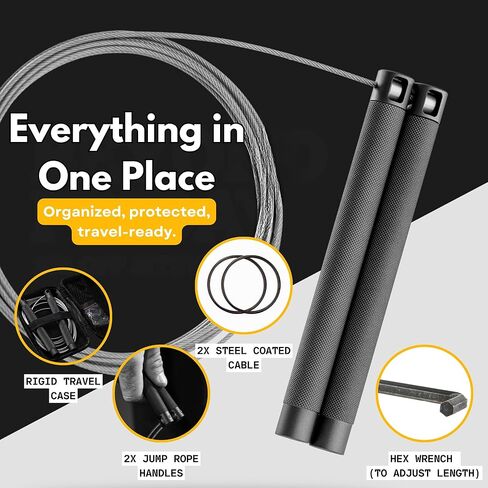 High Speed Jump Rope - Tangle-Free - 360° Double Ball Bearings - Aluminium Speedrope - Ideal for Fitness, Boxing and easy Double Unders - Adjustable Jump Rope for Men & Women - Non Slip Jumprope in Saudi Arabia