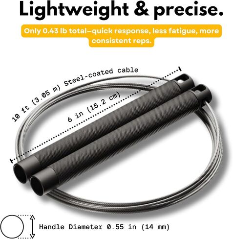 High Speed Jump Rope - Tangle-Free - 360° Double Ball Bearings - Aluminium Speedrope - Ideal for Fitness, Boxing and easy Double Unders - Adjustable Jump Rope for Men & Women - Non Slip Jumprope in Saudi Arabia