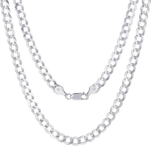 Nuragold 10k Real White Gold Solid Cuban Curb Link 6mm Chain Necklace (20"-30") Italian Jewelry for Men in Saudi Arabia